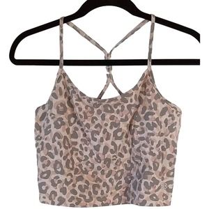 Pink Womens Top M Cheetah Print Cropped Spegetti Straps